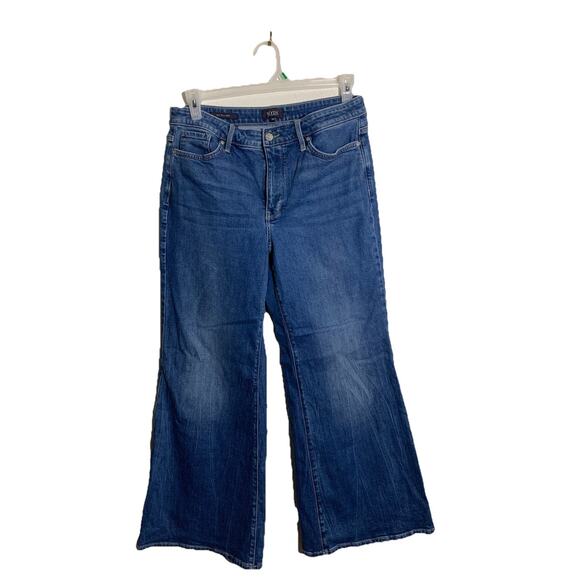 NYDJ Mia Palazzo Denim Flare Jeans Women's Size 10p Wide Leg Medium Wash - Picture 1 of 10